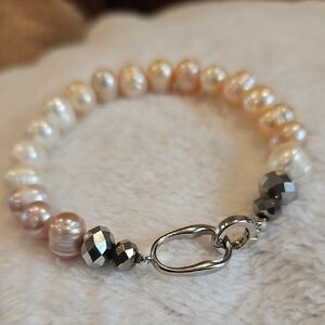 Chic Pearl and Silver-Tone Bracelet